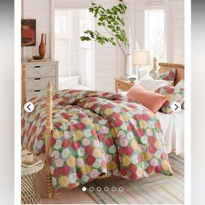 Garnet Hill Zinnia Floral Relaxed-Linen Duvet Cover Colorful King